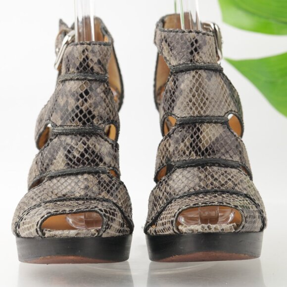 Michael Kors Womens Sandal Size 6 Brown Python Platfrom Heel Strappy Dress Shoe - Picture 3 of 12